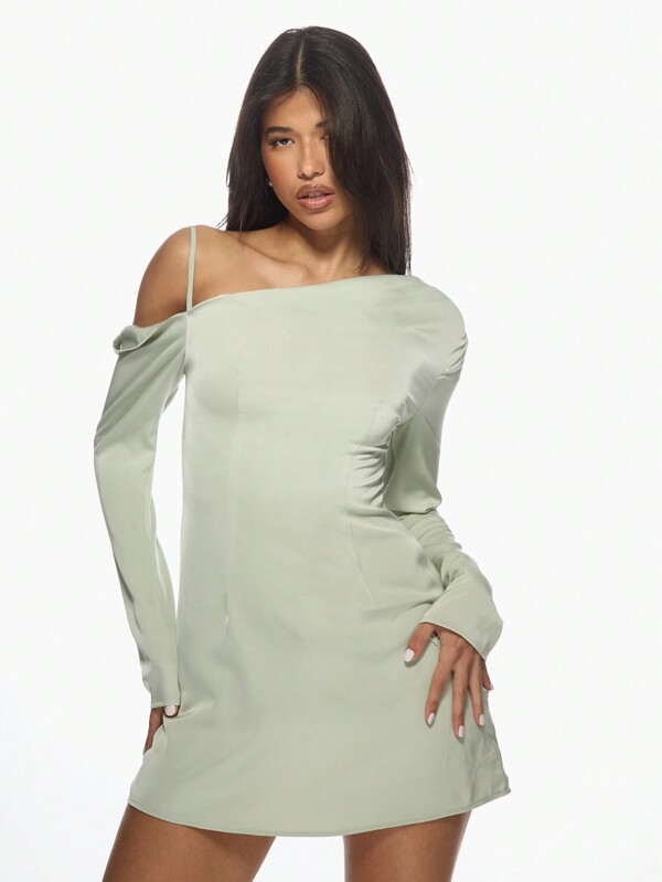 missguided satin mini dress MISSGUIDED Satin Mini Dress With Lace TrimMISSGUIDED